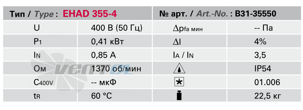 Rosenberg EHAD 355-4 - описание, технические характеристики, графики